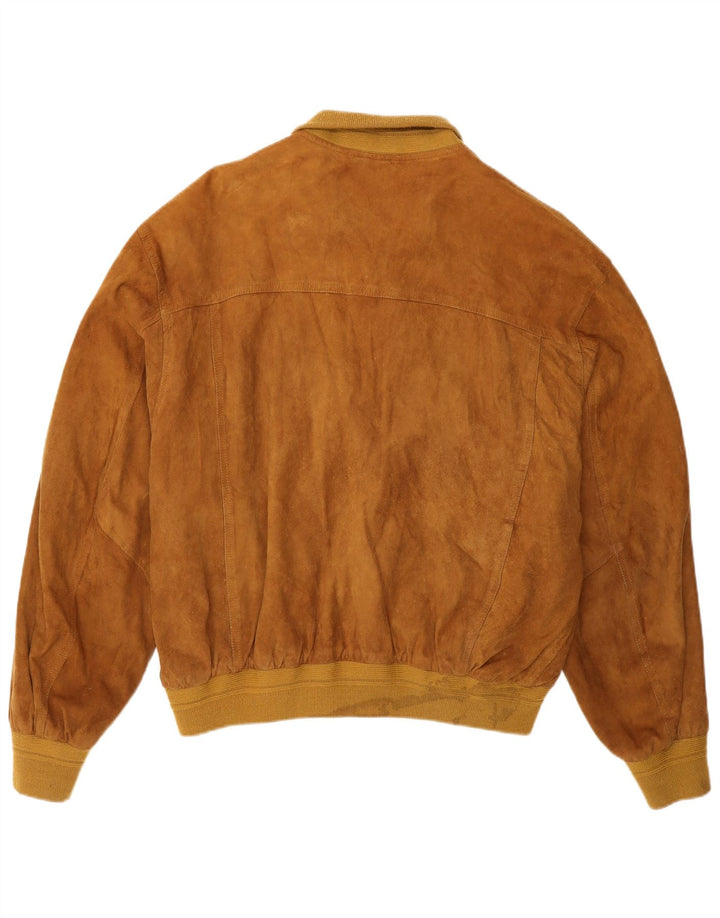 Męska zamszowa kurtka bomber w stylu vintage IT 50 duża brązowa skóra