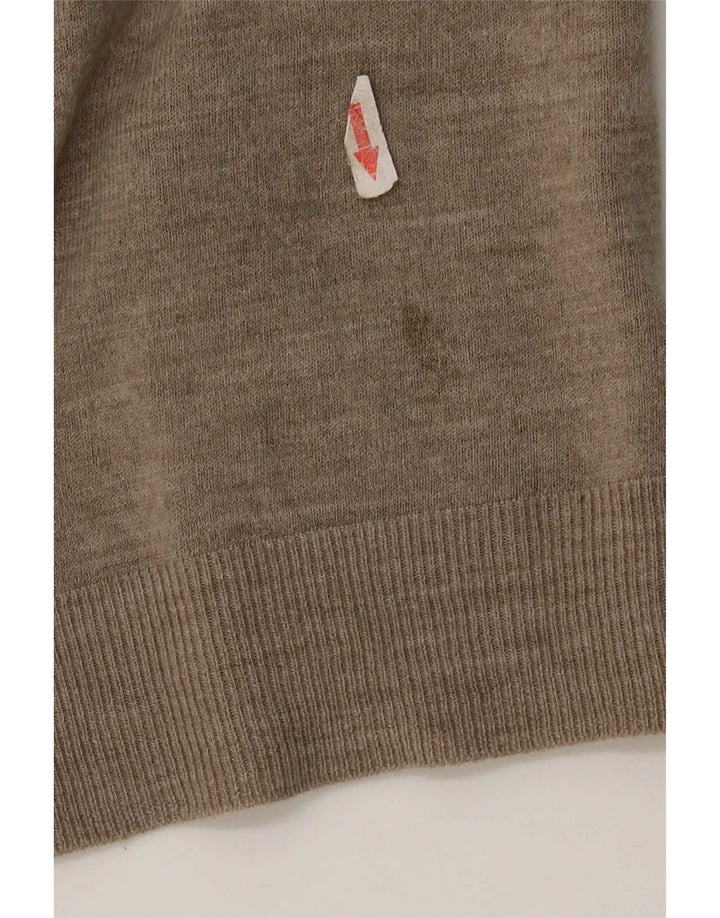 Marks & Spencer Męski sweter o regularnym kroju z dekoltem w kształcie litery V, duży, beżowy, akrylowy