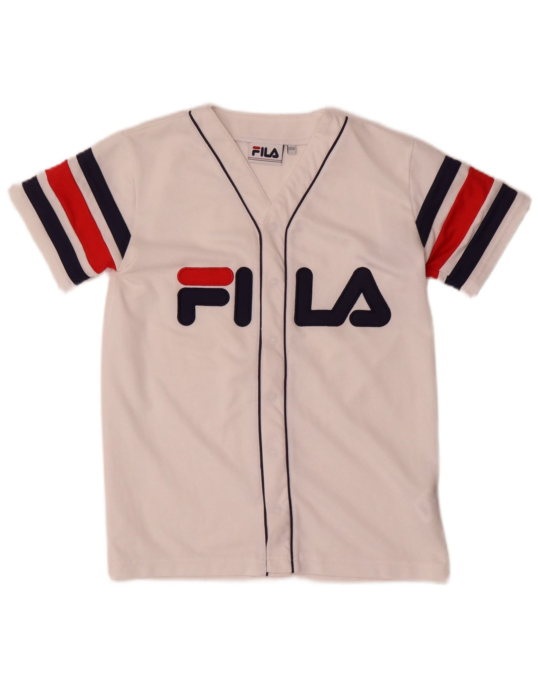 Męski top Fila z grafiką 2XS, biały poliester z blokami kolorów
