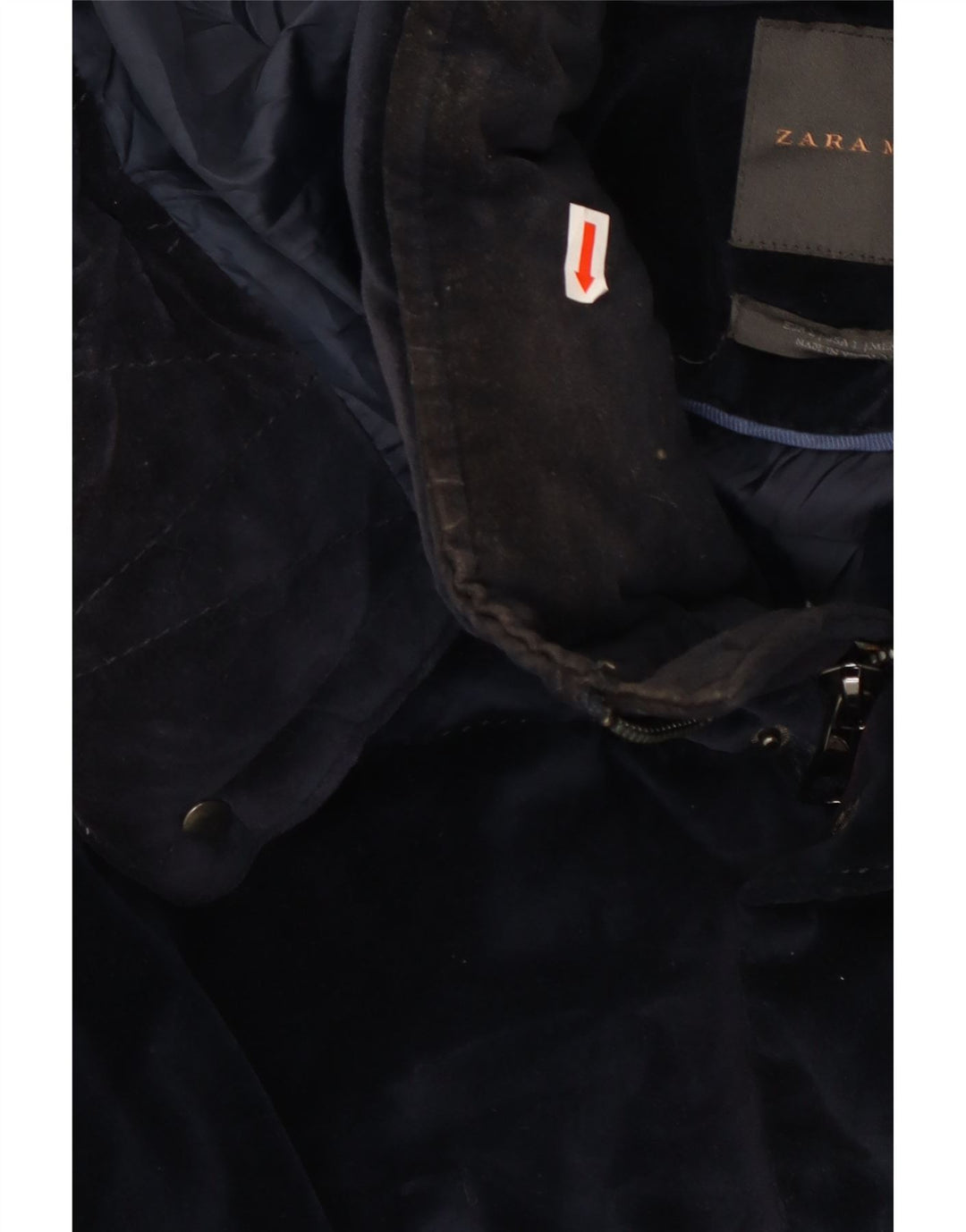 Męska ocieplana kurtka z kapturem Zara UK 40, duża, granatowa, z poliestru