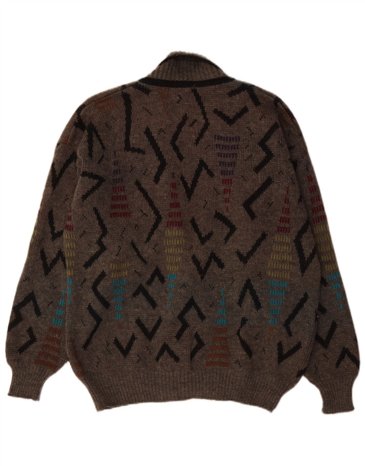 Męski sweter rozpinany z podwójnymi piersiami Giramondo IT 48 Średni szary geometryczny