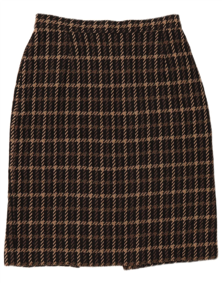 Marks & Spencer Damska spódnica ołówkowa UK 14 Medium W28 Brązowa kratka akrylowa