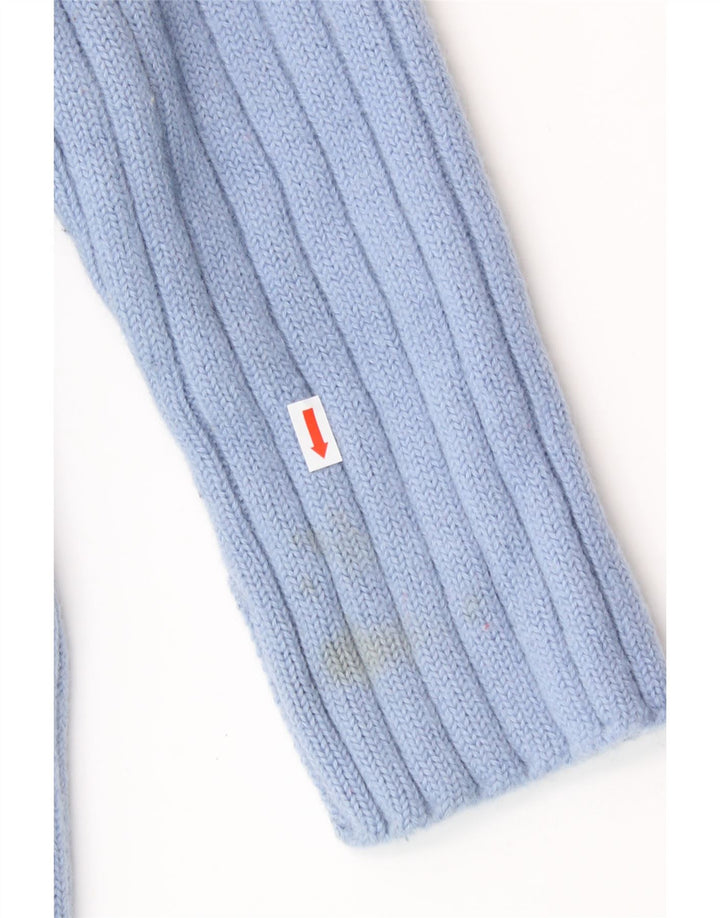 Sweter damski JIGSAW z wywijanym dekoltem UK 14 Średni niebieski wełniany