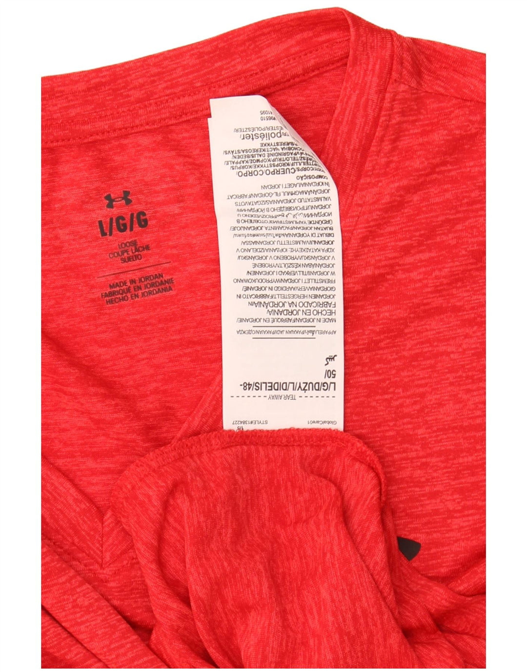 UNDER ARMOUR Mens T-Shirt Top Large Red Flecked Polyester