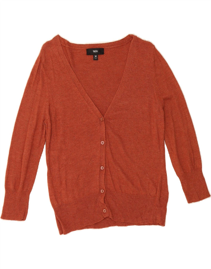 MOSSIMO Womens 3/4 Sleeve Cardigan Sweater UK 12 Medium Brown Nylon Vintage Mossimo and Second-Hand Mossimo from Messina Hembry 