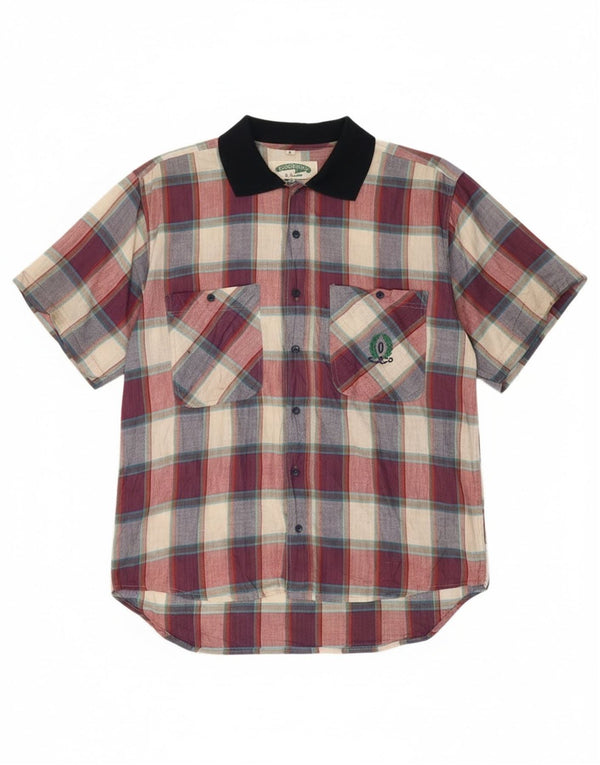 Koszula męska z krótkim rękawem w stylu vintage, duża, wielobarwna, bawełniana krata