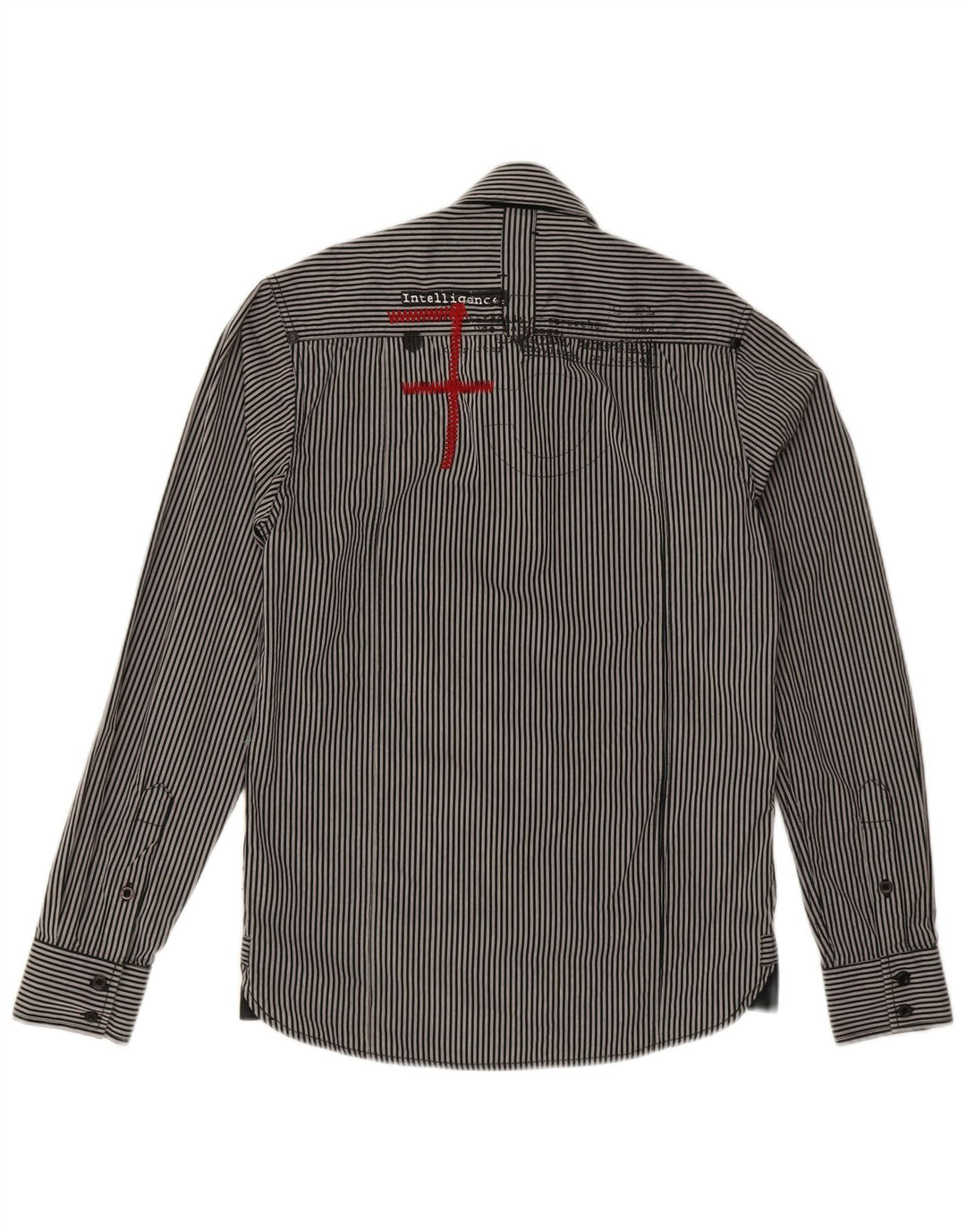 Męska koszula graficzna Jack & Jones, mała, czarna, bawełniana w prążki
