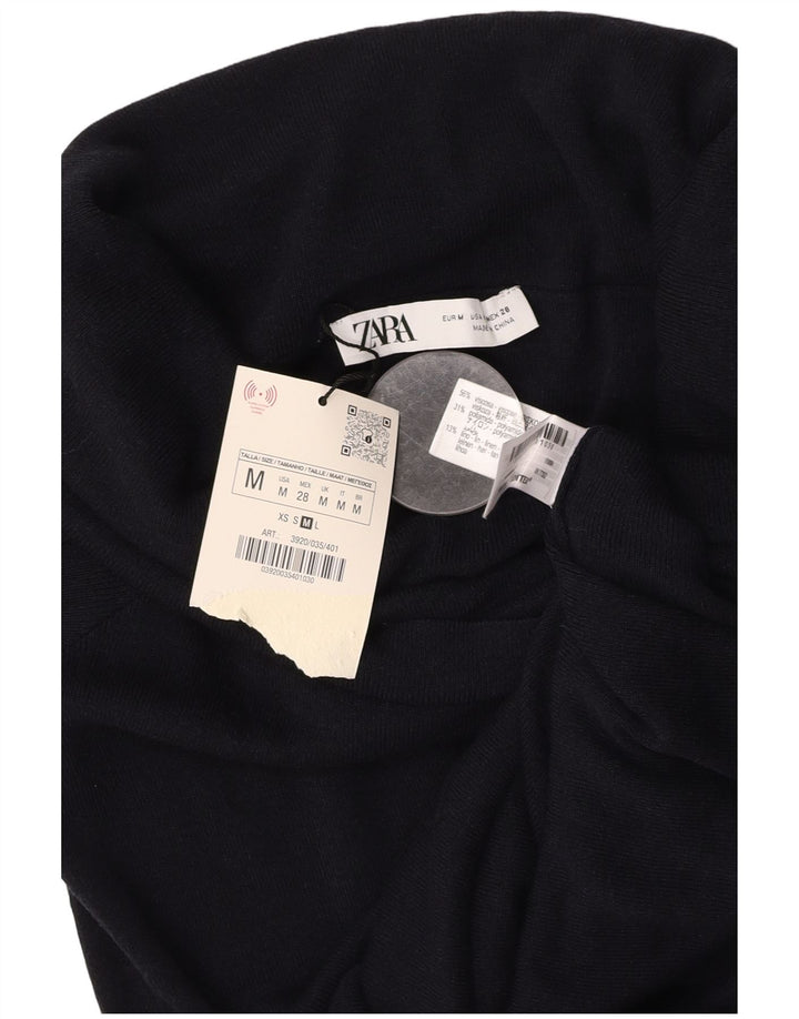 Damska krótka bluzka ZARA UK 12 Średnia czarna wiskoza