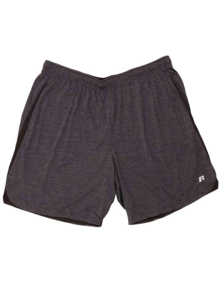 Męskie spodenki sportowe Russell Athletic 2XL, szary poliester z blokami kolorów