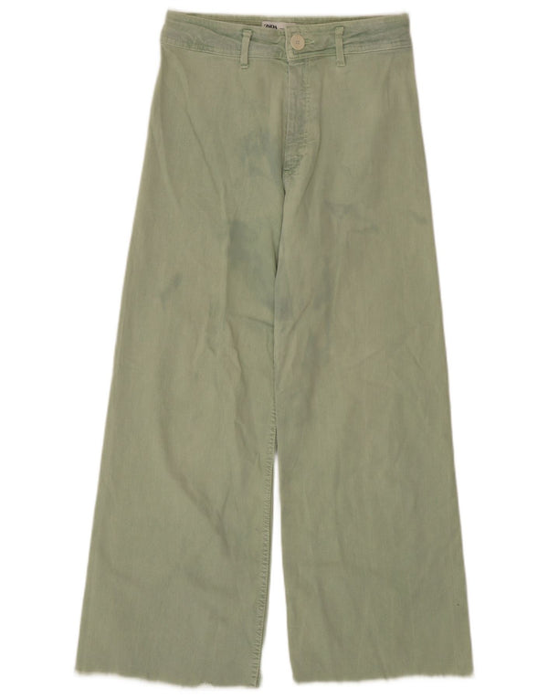 Damskie jeansy z wysokim stanem i szeroką nogawką Zara EU 40 Medium W30 L27 Zielone