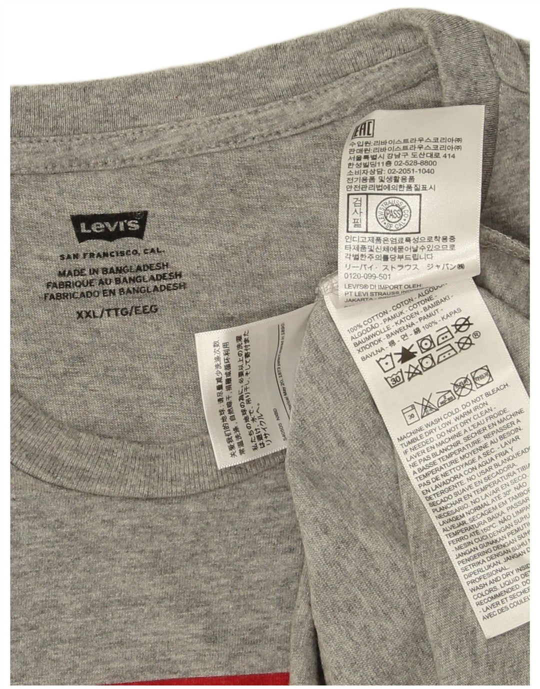 Męska koszulka z grafiką Levi's Top 2XL Szare, bawełniane logo