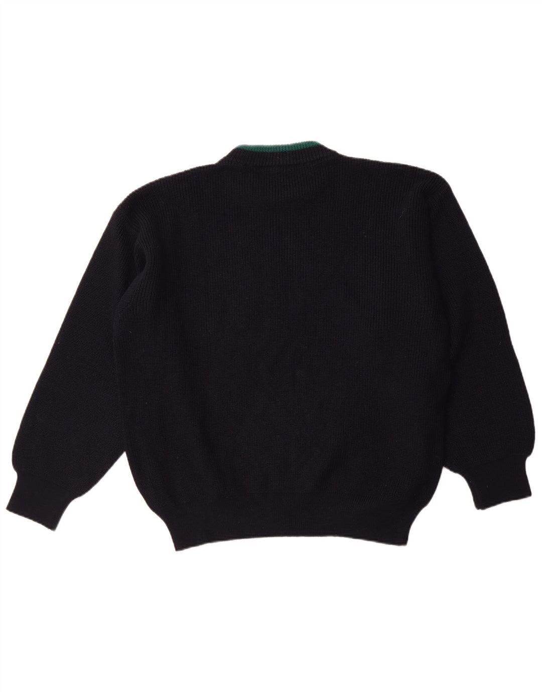 VINTAGE Męski sweter z dekoltem w łódkę XL Granatowy, wełniany blok kolorów