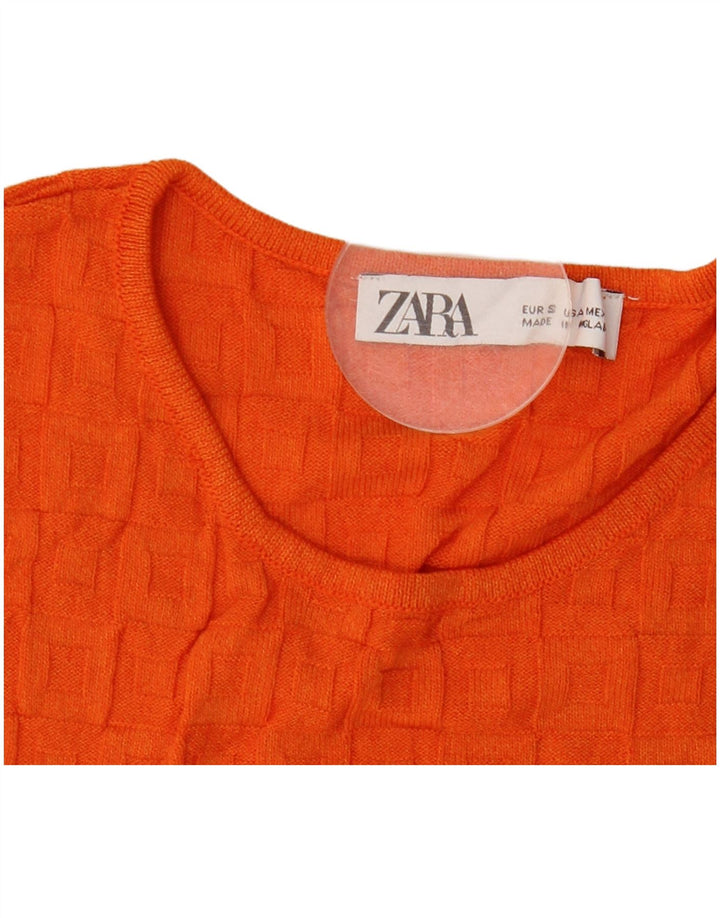Damski krótki top Zara UK 8 Small Orange Wiskoza