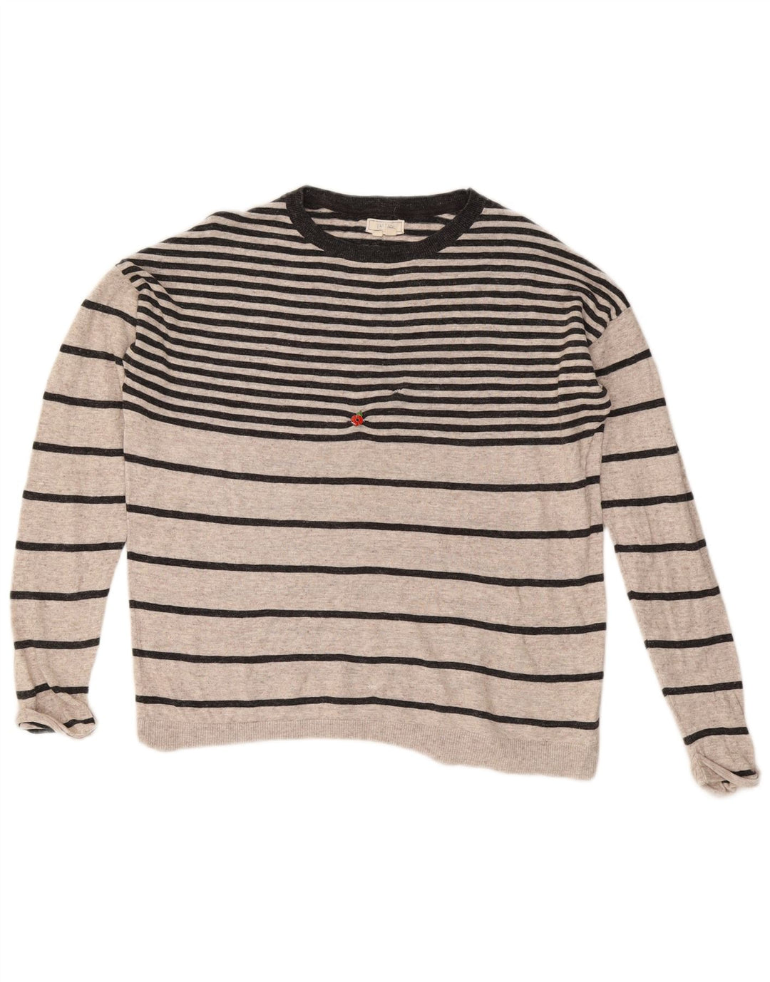 Damski sweter oversize Fat Face z dekoltem w łódkę UK 10 w małe szare paski