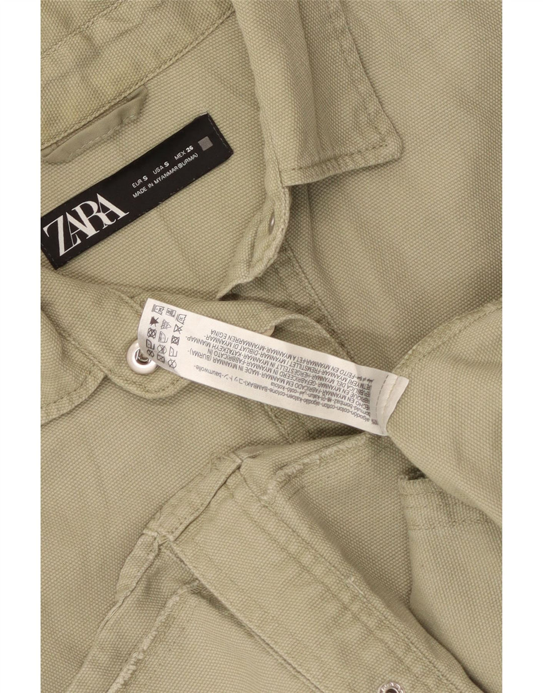 Damska koszula oversize Zara UK 10 Small, zielona bawełniana
