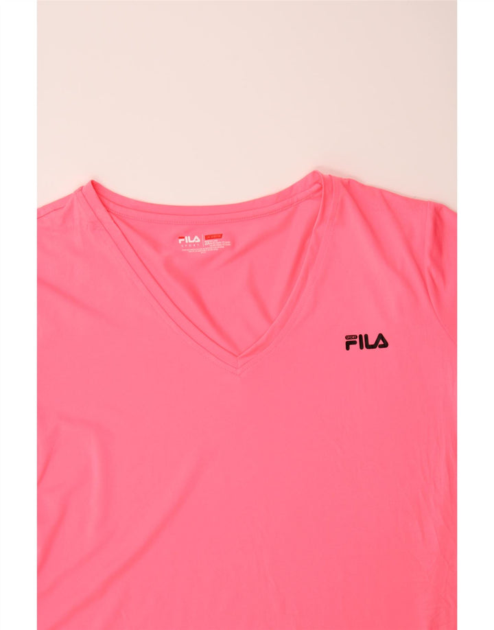 FILA Womens Oversized T-Shirt Top UK 22 3XL Pink Vintage Fila and Second-Hand Fila from Messina Hembry 
