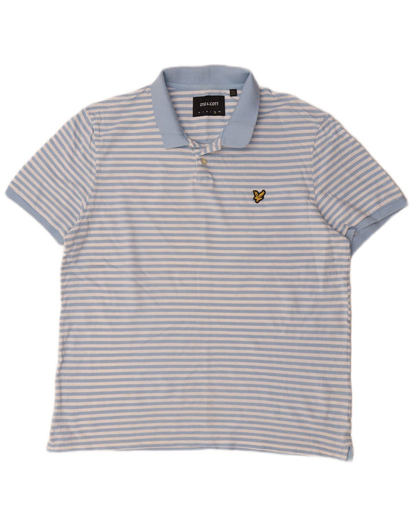 Męska koszulka polo Lyle & Scott XL, niebieska, bawełniana w prążki