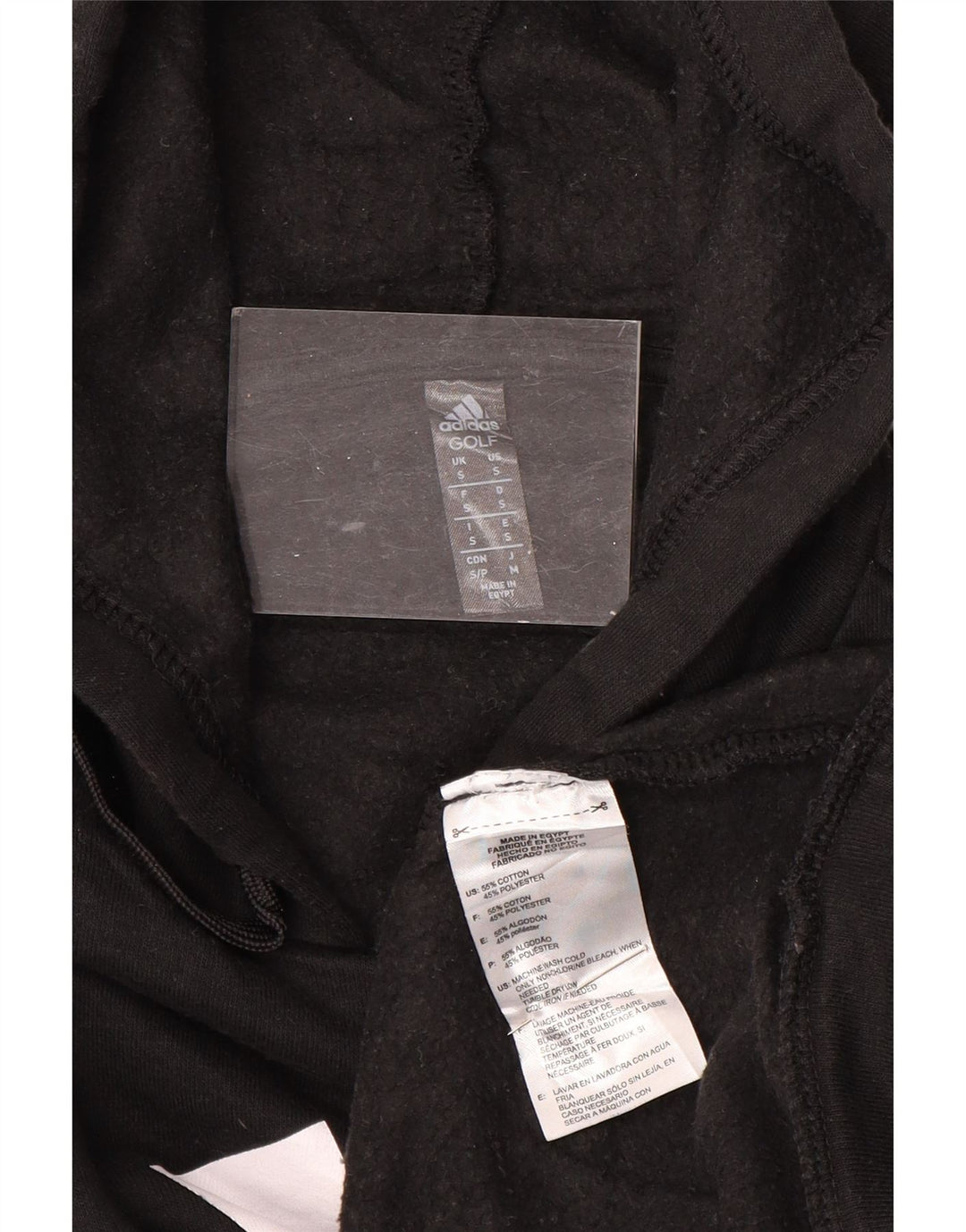 Męski sweter z kapturem ADIDAS z grafiką, mały, czarny, bawełniany