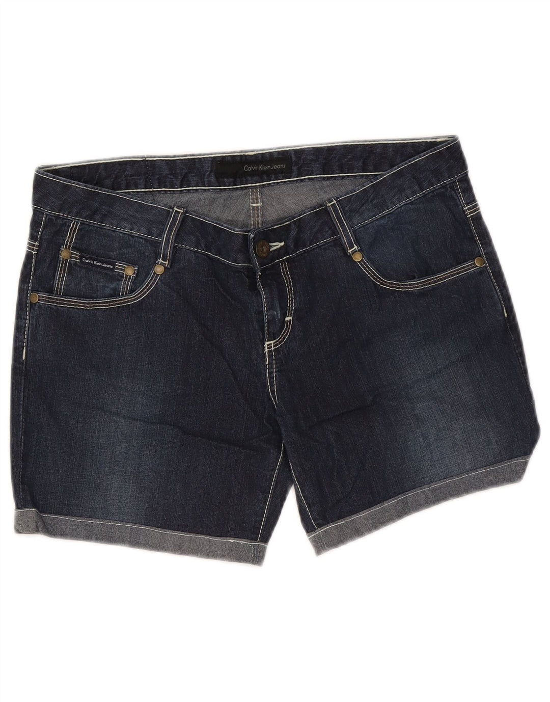 Damskie spodenki jeansowe Calvin Klein W31 Średni granatowy, bawełniany