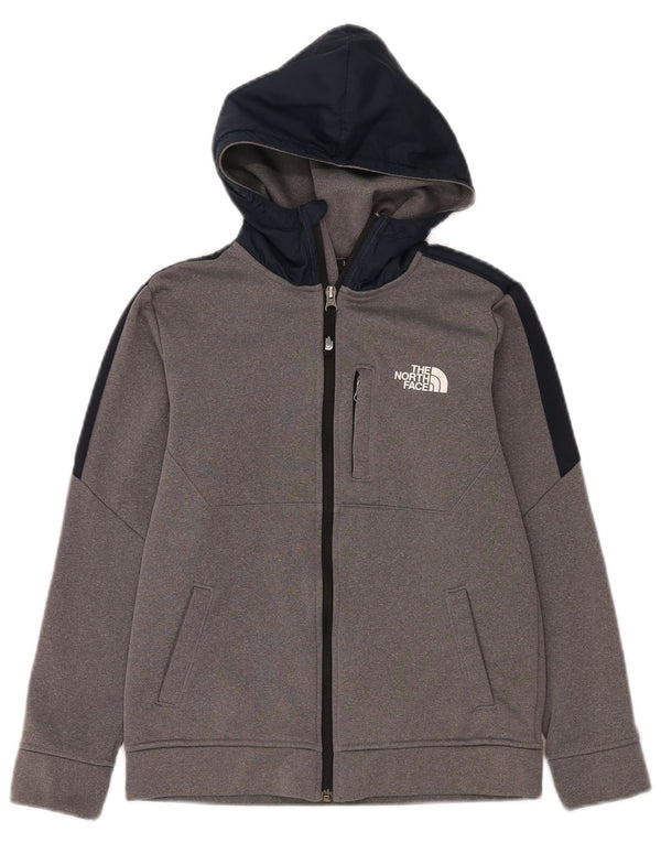 Chłopięcy sweter The North Face z kapturem i zamkiem, 11-12 lat, duży, szary, z blokami kolorów