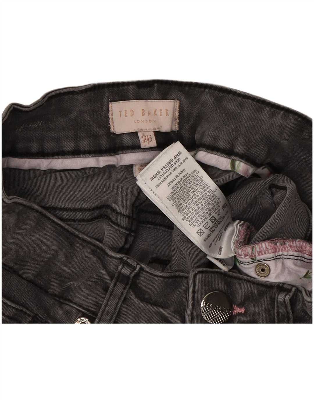 TED BAKER Womens Skinny Jeans W26 L28  Grey Cotton