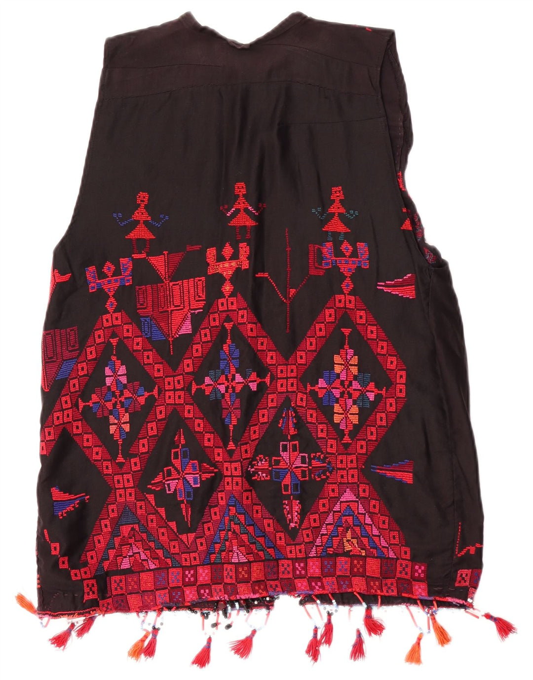 Kamizelka damska Vintage UK 14 Średnia wielobarwna geometryczna aztecka