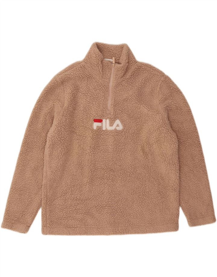 Damski sweter polarowy Fila Graphic UK 16, duży, beżowy poliester