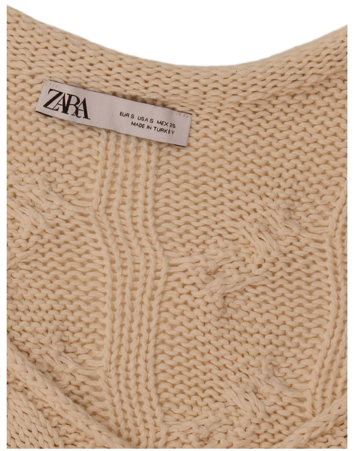 Sweter damski Zara Oversize z dekoltem w kształcie litery V, UK 10, mały, w kolorze złamanej bieli
