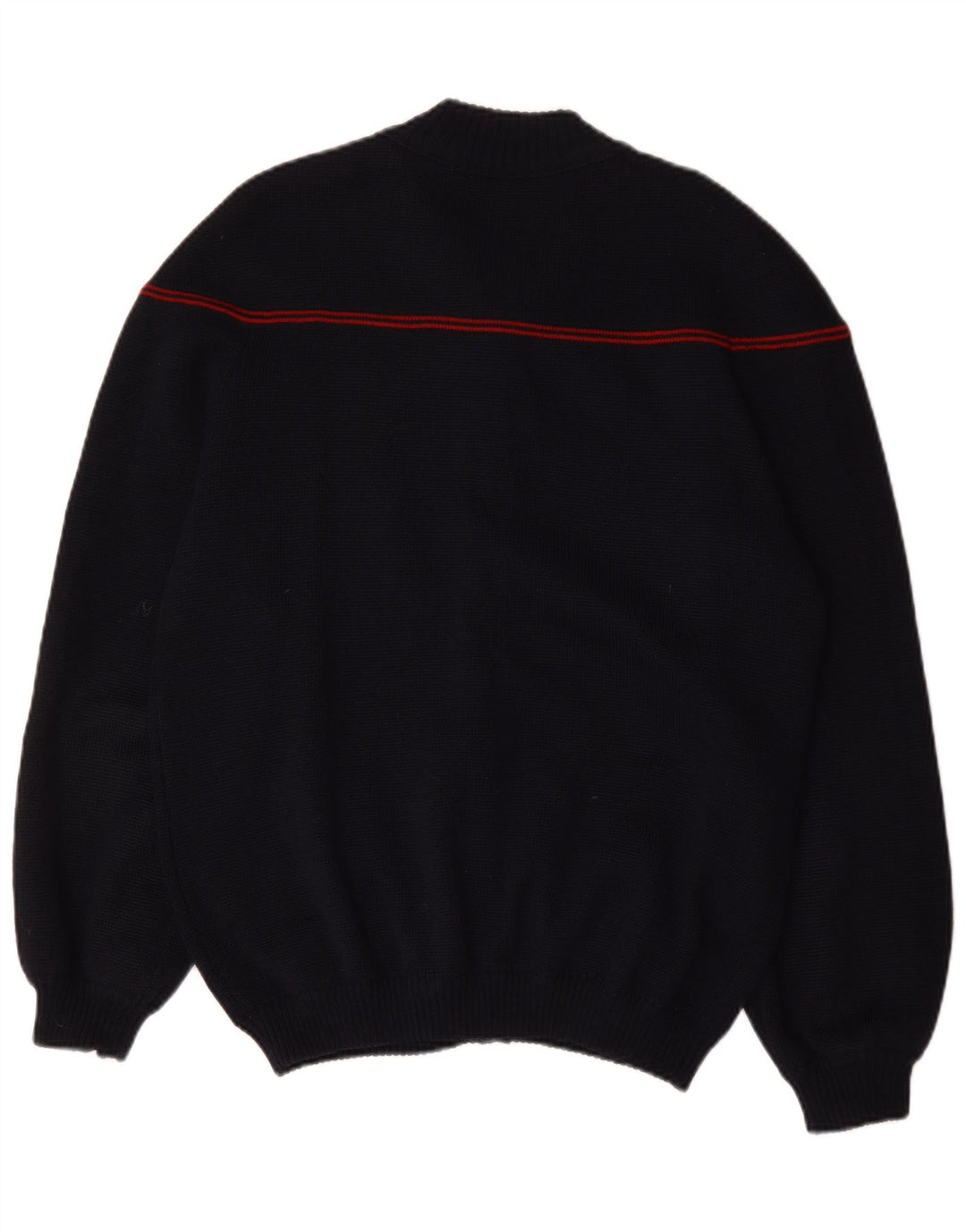Vintage męski sweter rozpinany na zamek, duże granatowe paski