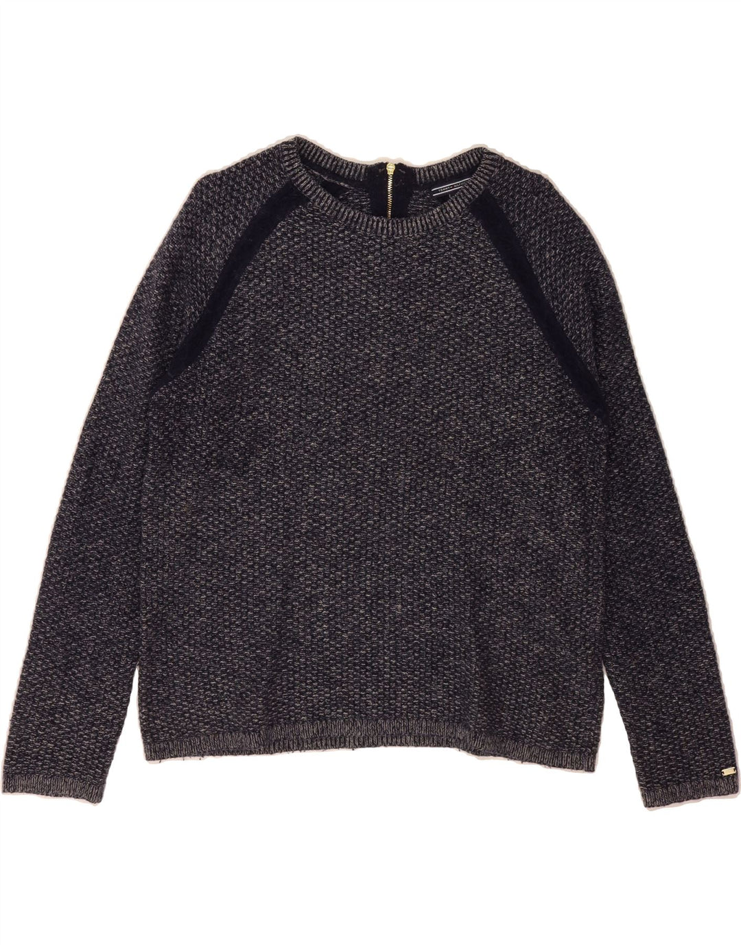 TOMMY HILFIGER Womens Oversized Crew Neck Jumper Sweater UK 10 Small Grey Vintage Tommy Hilfiger and Second-Hand Tommy Hilfiger from Messina Hembry 