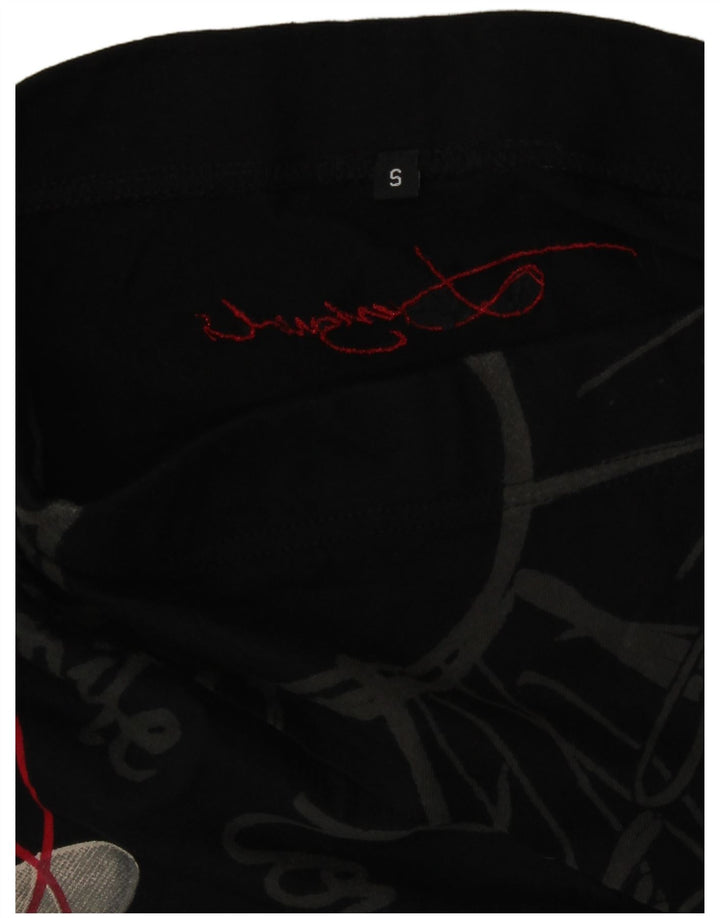 Desigual damska graficzna spódnica w kształcie litery A, mała W26, czarna w kwiaty