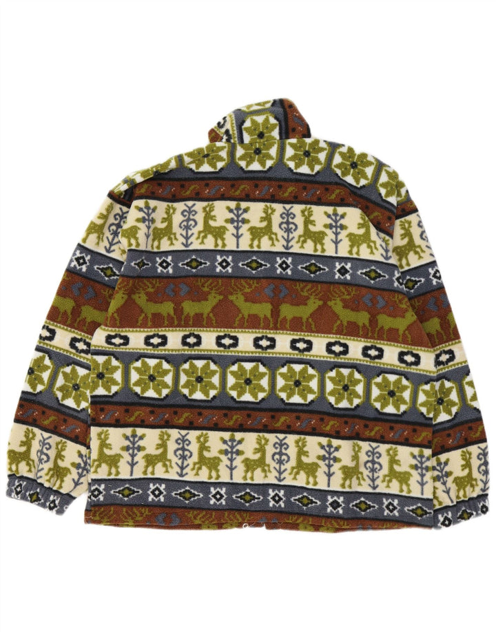 Męski sweter polarowy z zamkiem błyskawicznym w stylu vintage, średni, wielokolorowy Fair Isle