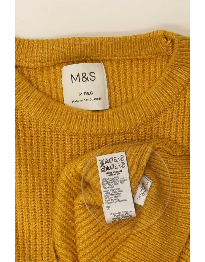 Marks & Spencer Męski sweter z okrągłym dekoltem, średni żółty poliamid