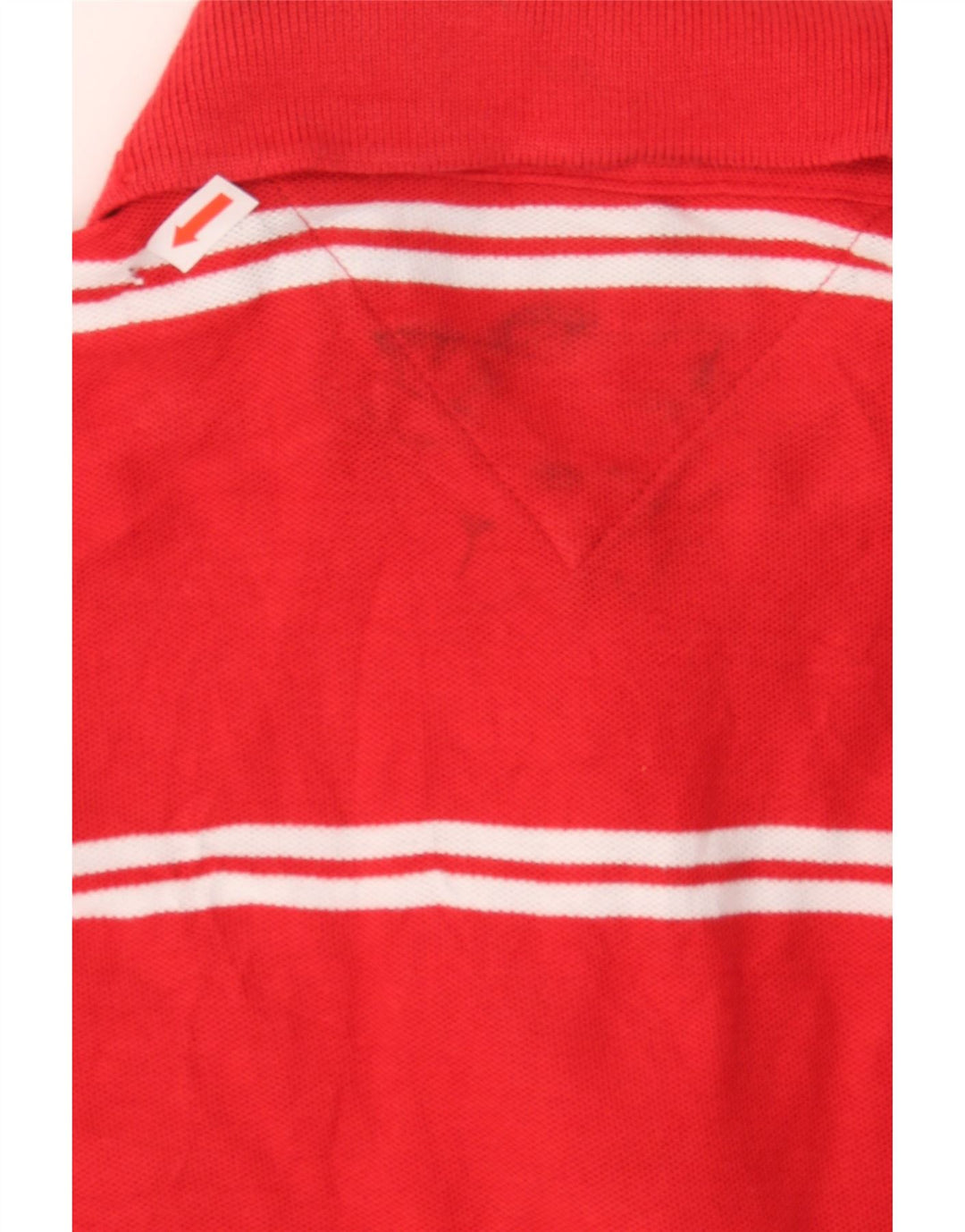 TOMMY HILFIGER Mens Polo Shirt Small Red Striped Cotton Vintage Tommy Hilfiger and Second-Hand Tommy Hilfiger from Messina Hembry 