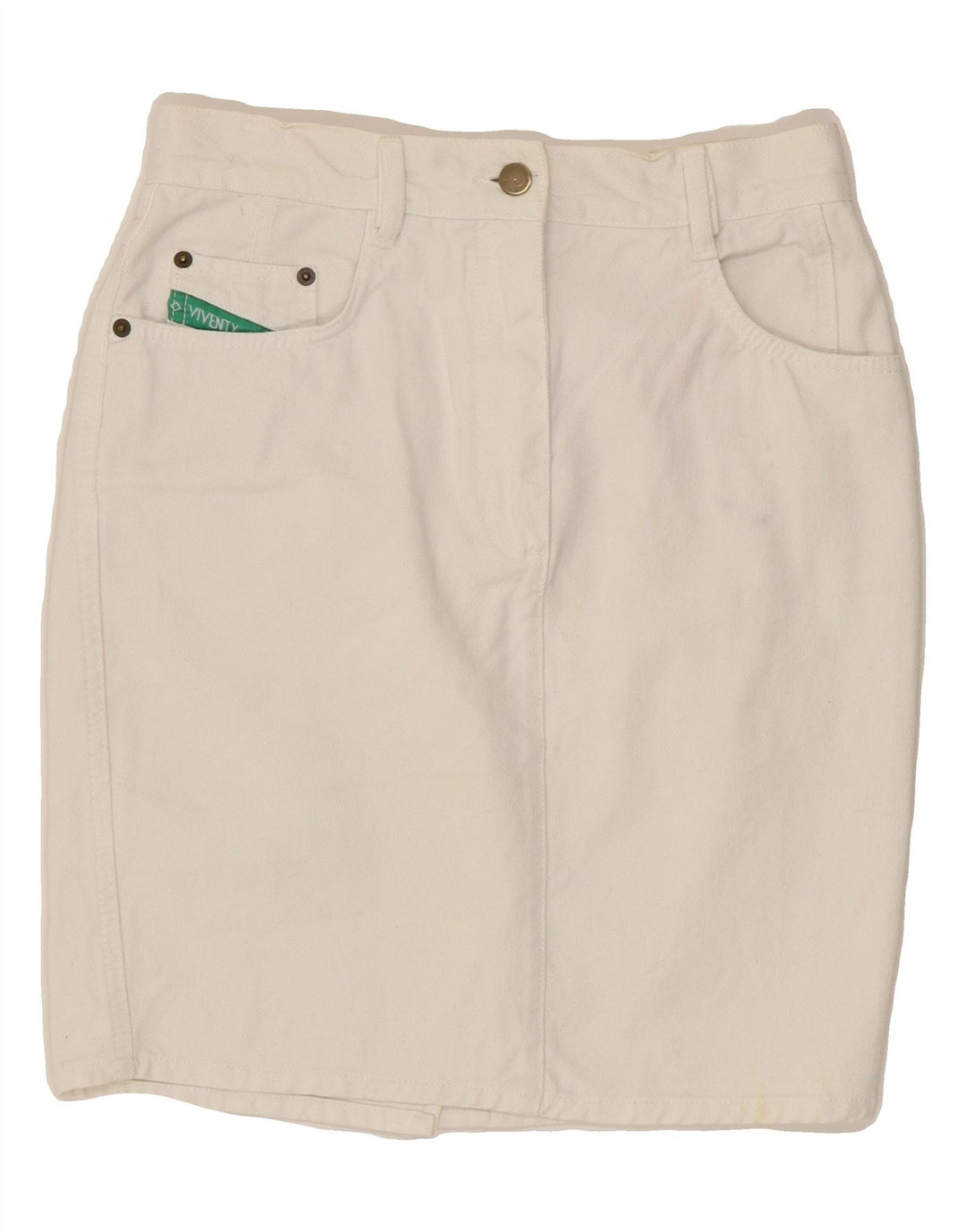 VIVENTY Womens Pencil Skirt EU 38 Medium W28  White Cotton Vintage Viventy and Second-Hand Viventy from Messina Hembry 