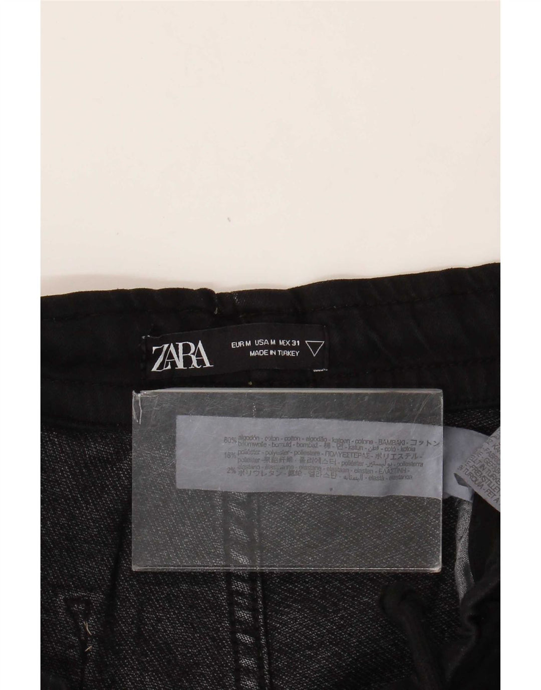 Męskie spodnie dresowe Zara Joggers, średnia czarna bawełna
