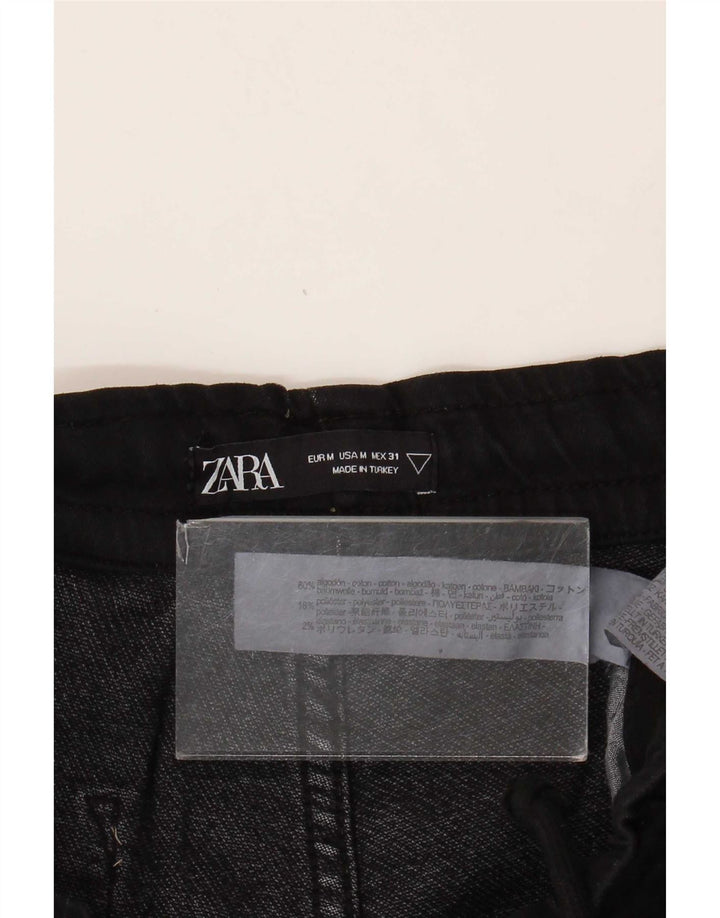 Męskie spodnie dresowe Zara Joggers, średnia czarna bawełna