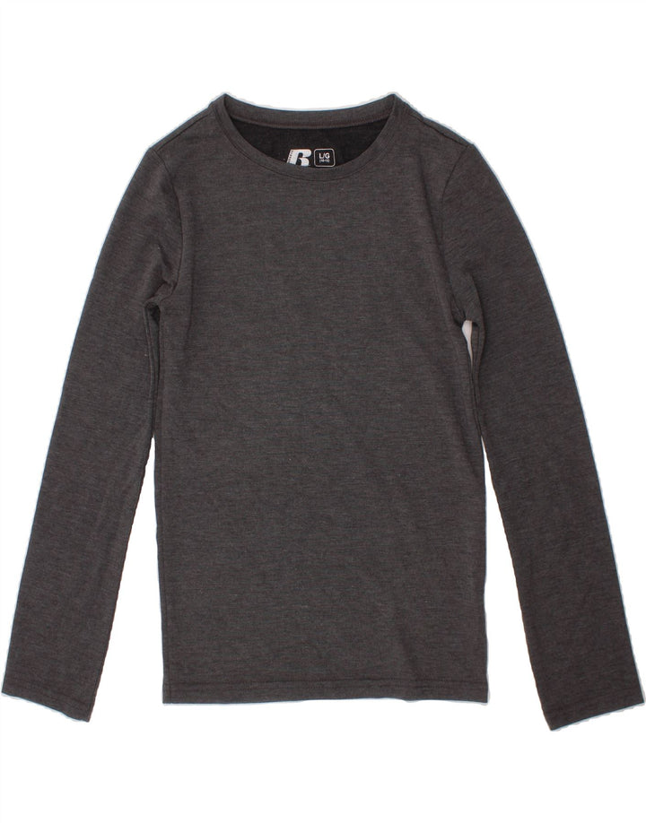 RUSSELL ATHLETIC Girls Top Long Sleeve 10-11 Years Large  Grey Polyester Vintage Russell Athletic and Second-Hand Russell Athletic from Messina Hembry 