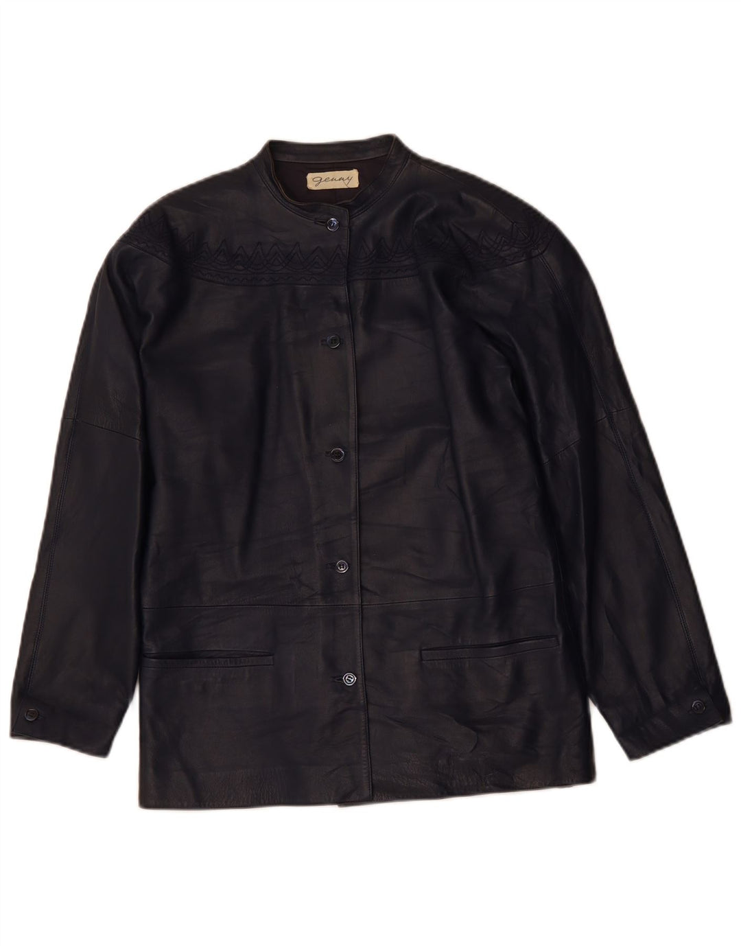 Damska kurtka skórzana oversize GENNY EU 34 XS w kolorze granatowym