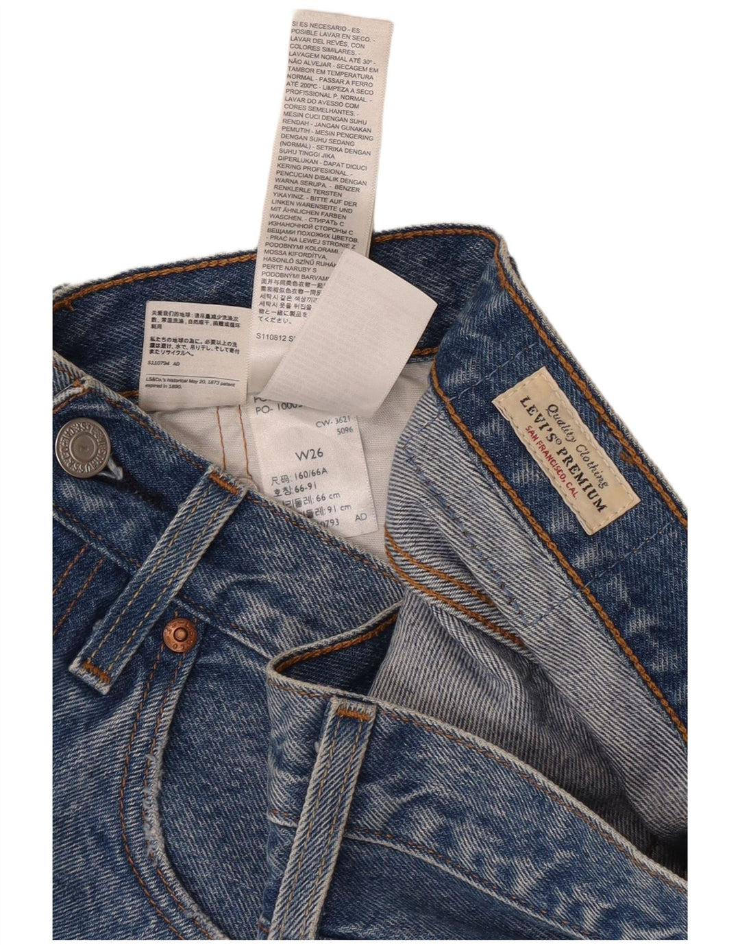 Damskie spodenki jeansowe Levi's 501 w trudnej sytuacji W26, małe, niebieskie, bawełniane
