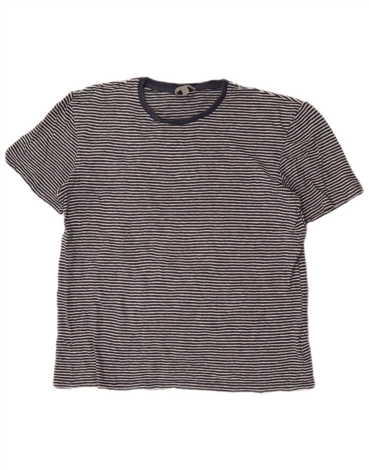 Cos Męski T-shirt Top z bawełny w średnie niebieskie paski