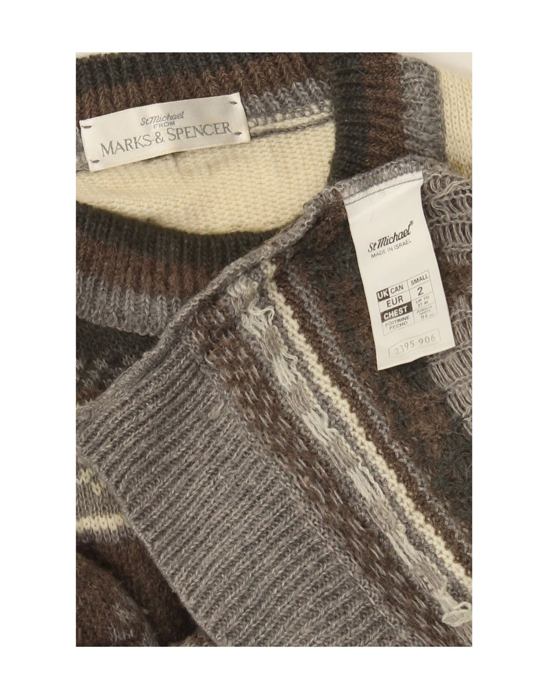 Marks & Spencer Męski sweter St. Michael z okrągłym dekoltem, mały, brązowy