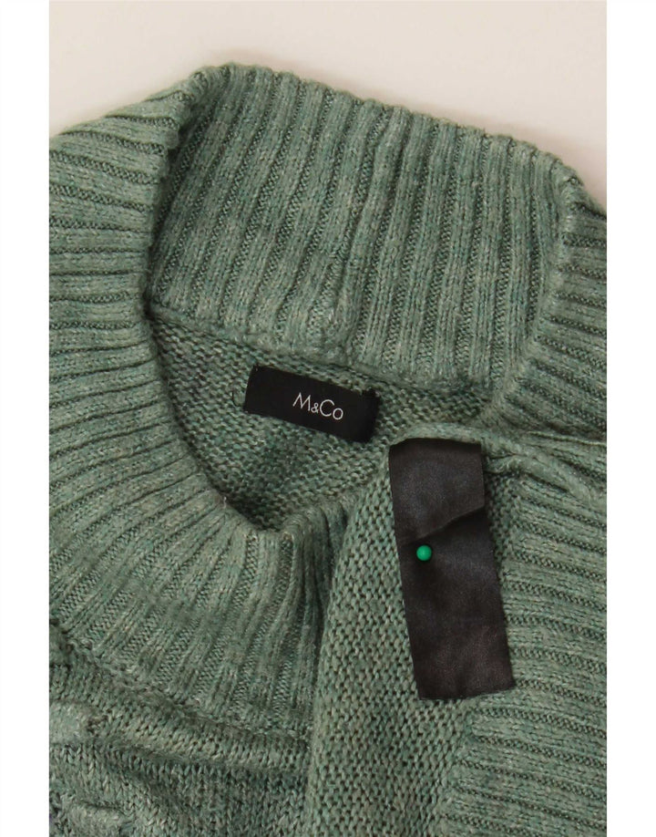 Damski sweter oversize M&Co z golfem UK 10 Small Green