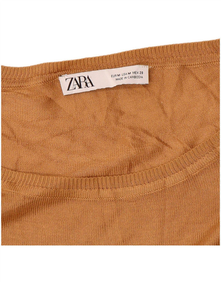Damski sweter oversize z dekoltem w łódkę Zara UK 14, średni żółty