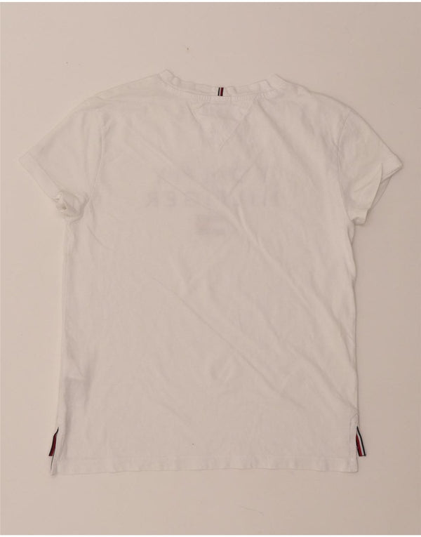 TOMMY HILFIGER Chłopięcy T-shirt z grafiką, 13-14 lat, biała bawełna