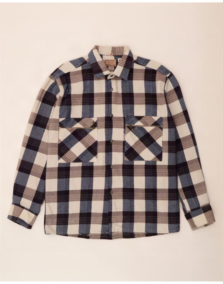 Vintage męska koszula flanelowa w średnią wielobarwną kratkę
