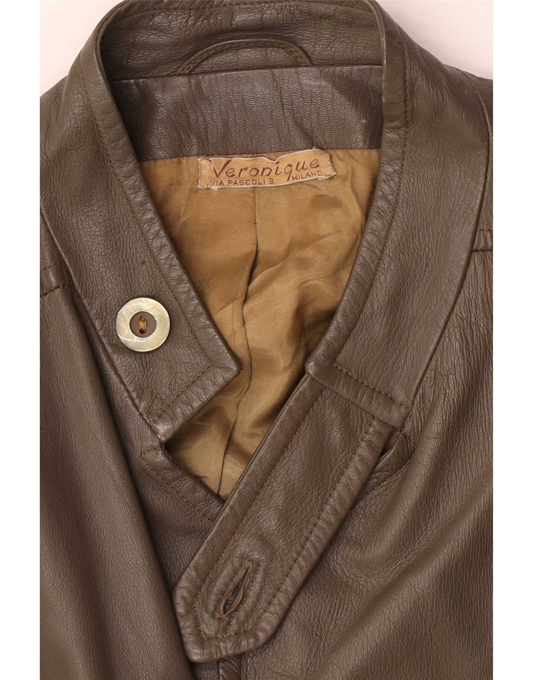 Vintage damska kurtka skórzana IT 48 XL Khaki