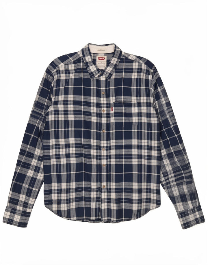 Koszula męska Levi's 2XL w niebieską kratę, lniana