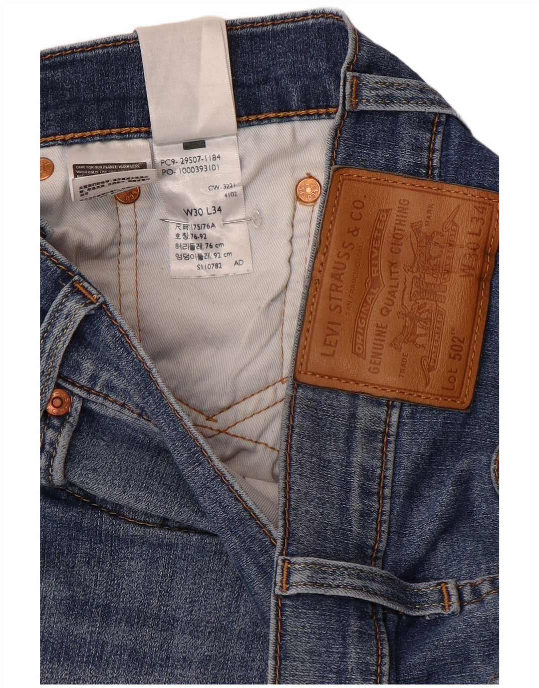 Męskie jeansy Levi's 502 Tapered W30 L34 Niebieskie bawełniane