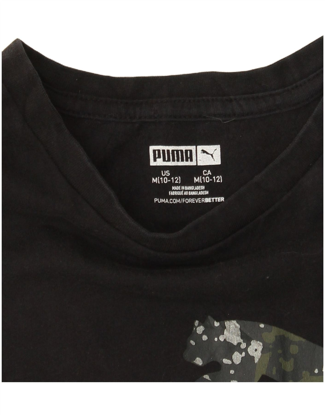Dziewczęcy T-shirt z grafiką PUMA, 10-11 lat, średni czarny
